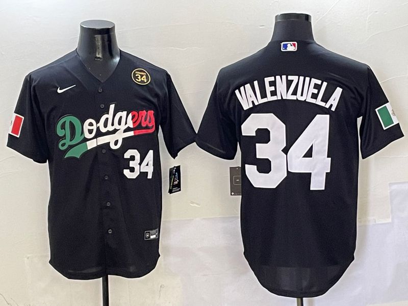 Men Los Angeles Dodgers #34 Valenzuela Black Mexico Game Nike 2025 MLB Jersey style 9